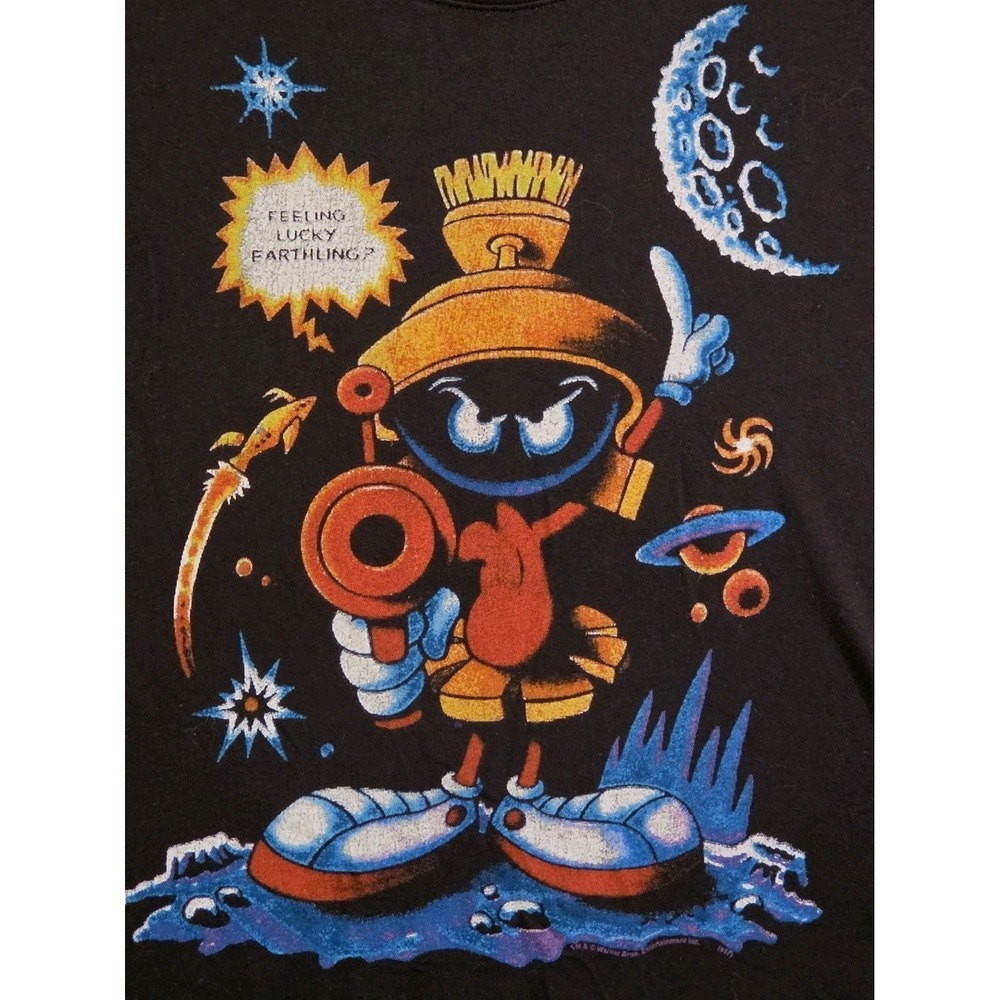 Vintage Style Marvin the Martian Junk Food Womens Black T-shirt Looney Tunes